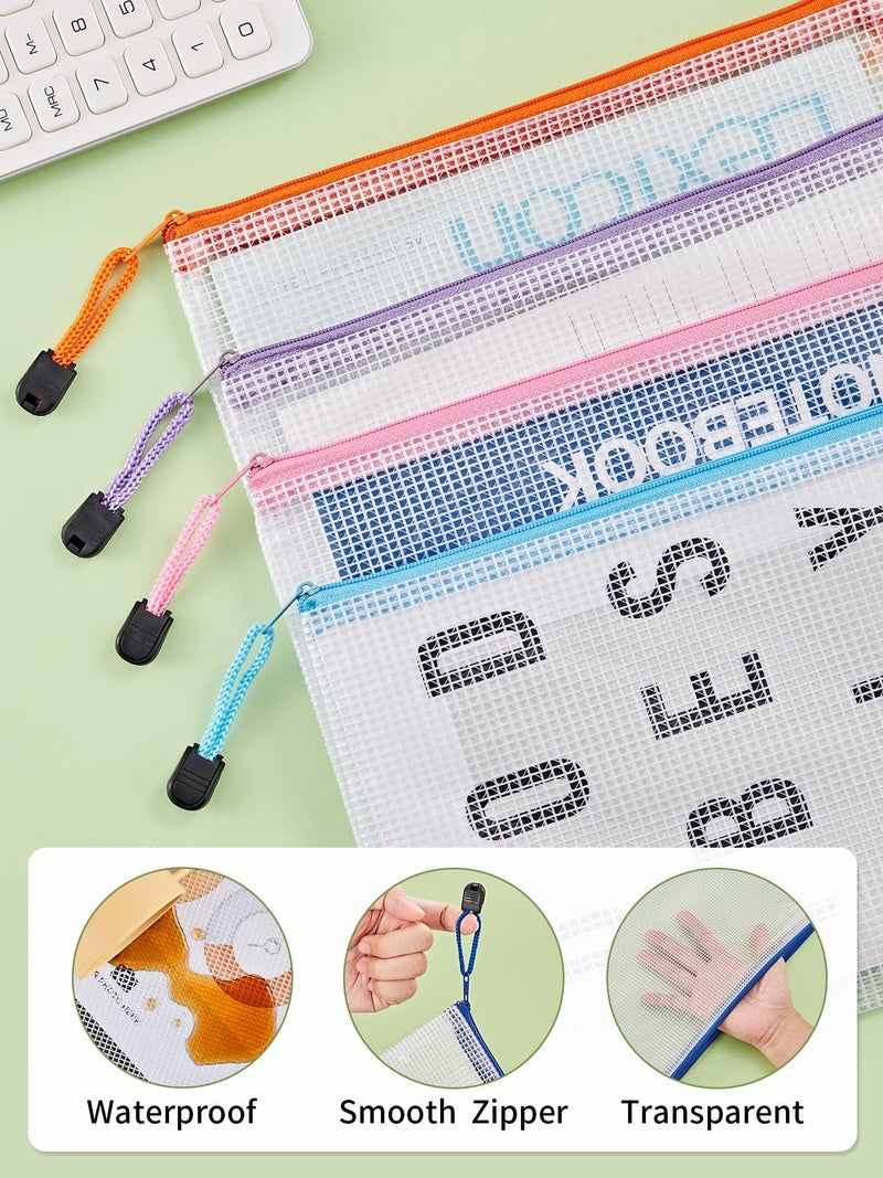 JARLINK 20 Pack 10 Colors Zipper Mesh Document Pouch, 6x9 Inch/A5, Plastic Water-Resistant File Bags, for School Office Supplies, Cosmetics Travel Storage, Assorted Color - Image 3